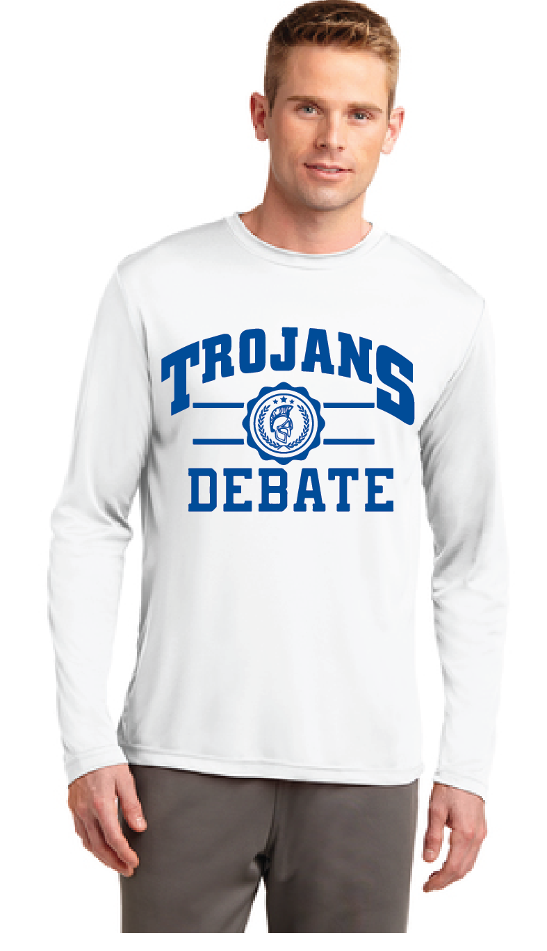 Long Sleeve PosiCharge Competitor Tee / White / Plaza Middle School Debate