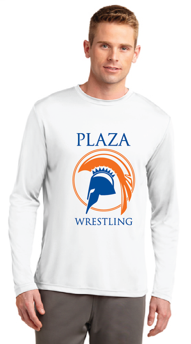 Long Sleeve PosiCharge Competitor Tee / White / Plaza Middle School Wrestling