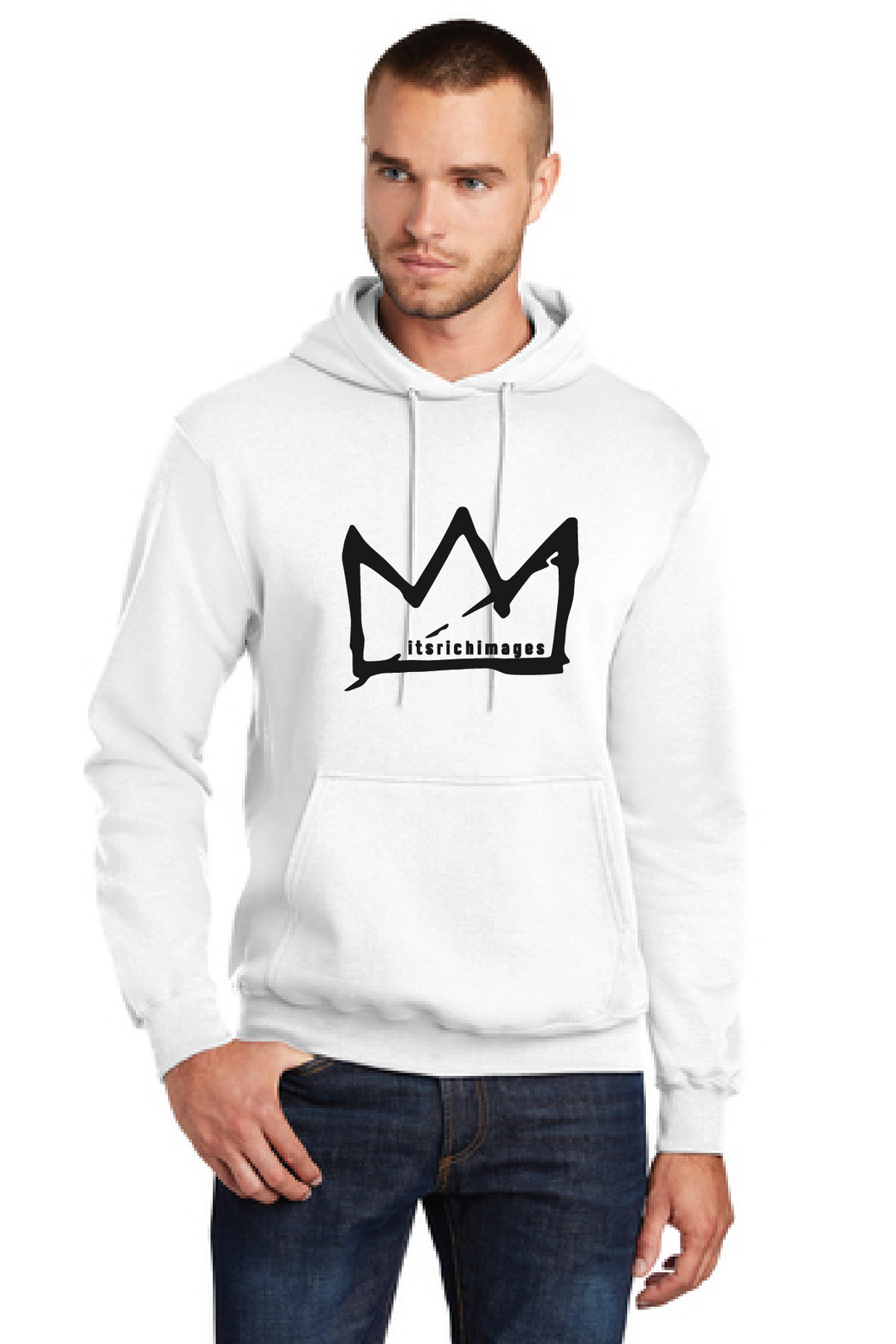 Core Fleece Pullover Hooded Sweatshirt / White / Rich Images Photography