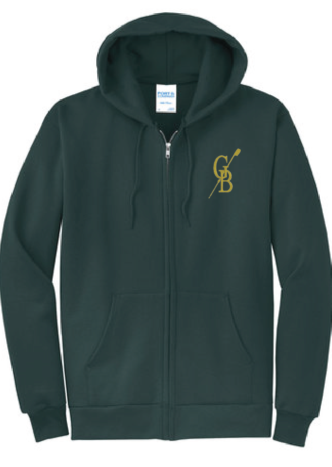 Fleece Full-Zip Hooded Sweatshirt / Dark Green / Great Bridge Crew - Fidgety