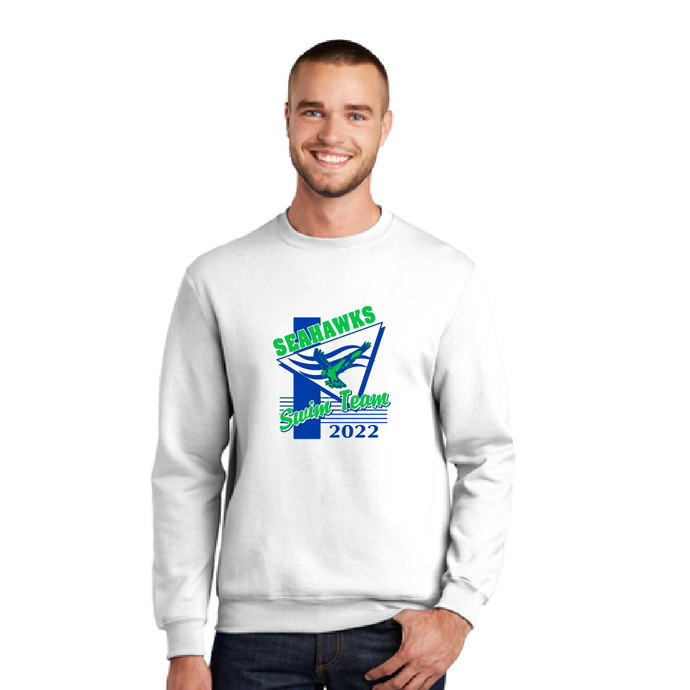 Core Fleece Crewneck Sweatshirt (Youth & Adult) / White / Greenbrier Seahawks Swim Team