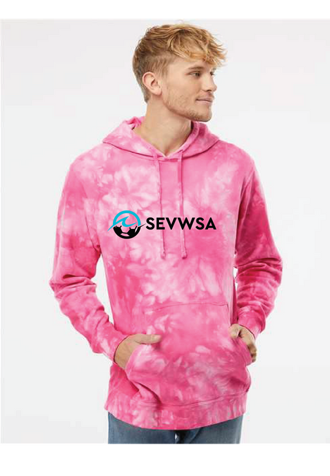 Unisex Midweight Tie-Dyed Hooded Sweatshirt / Tie Dye Pink / SEVWSA