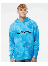 Unisex Midweight Tie-Dyed Hooded Sweatshirt / Aqua Blue / SEVWSA