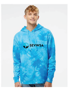 Unisex Midweight Tie-Dyed Hooded Sweatshirt / Aqua Blue / SEVWSA