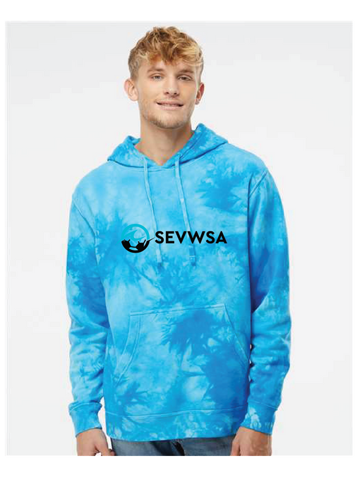 Unisex Midweight Tie-Dyed Hooded Sweatshirt / Aqua Blue / SEVWSA