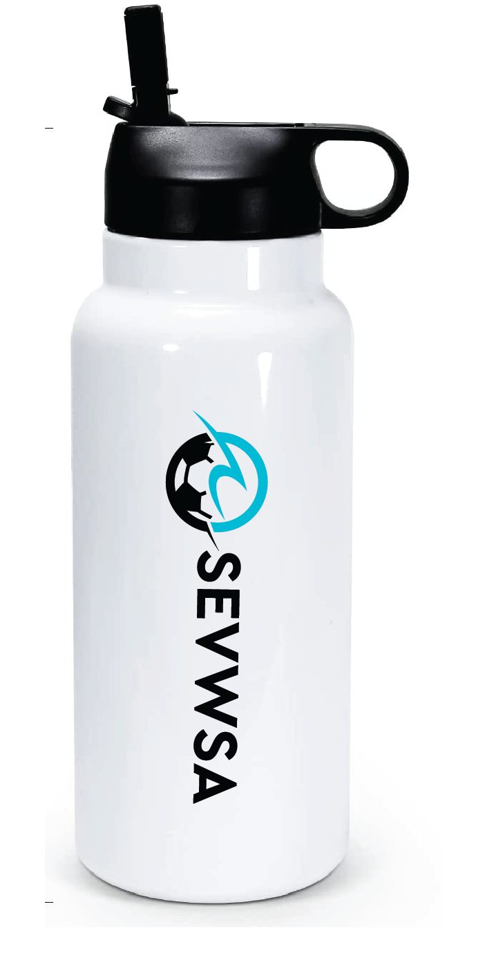 32oz Stainless Steel Water Bottle / White / Southeastern Virginia Women’s Soccer Association / SEVWSA