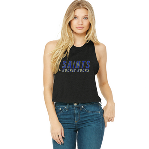 Women's Racerback Cropped Tank / Heather Navy / Saints Field Hockey