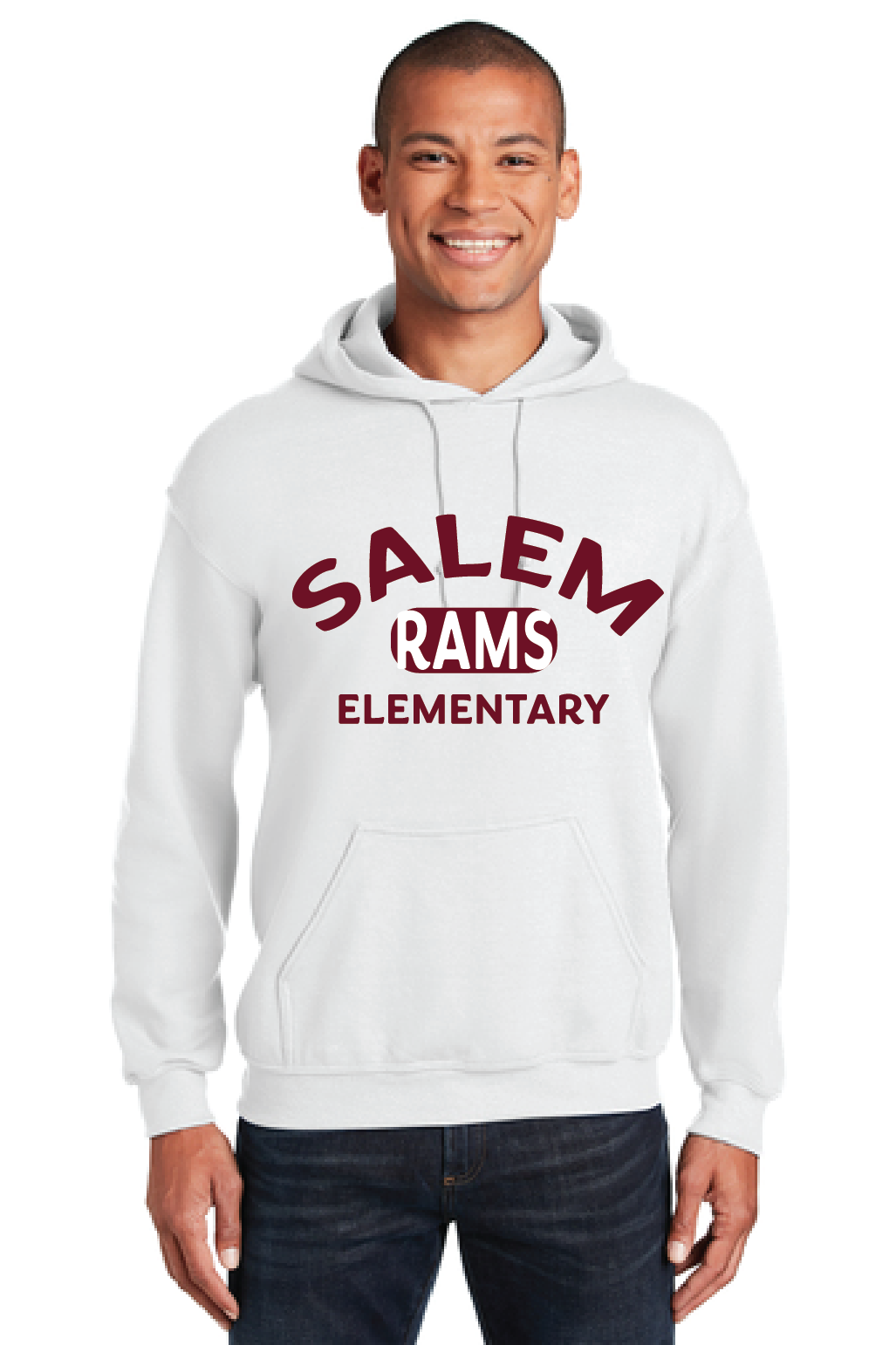 Fleece Hooded Sweatshirt / White / Salem Elementary School