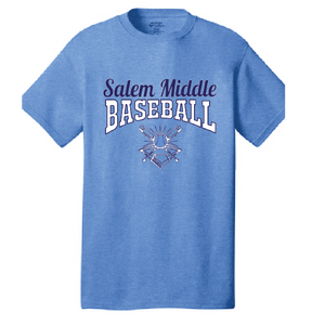 Cotton Short Sleeve Tee / Heather Royal / Salem Middle School Baseball