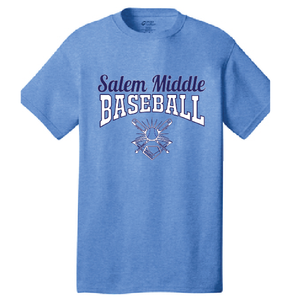 Cotton Short Sleeve Tee / Heather Royal / Salem Middle School Baseball