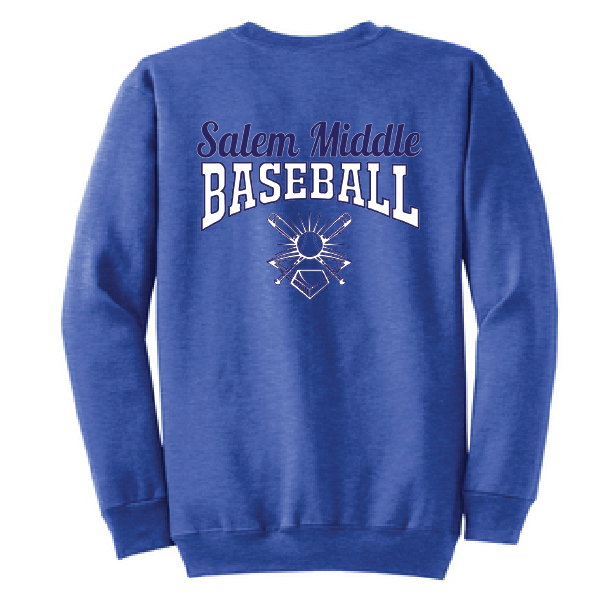 Fleece Crewneck Sweatshirt / Heather Royal / Salem Middle School Baseball
