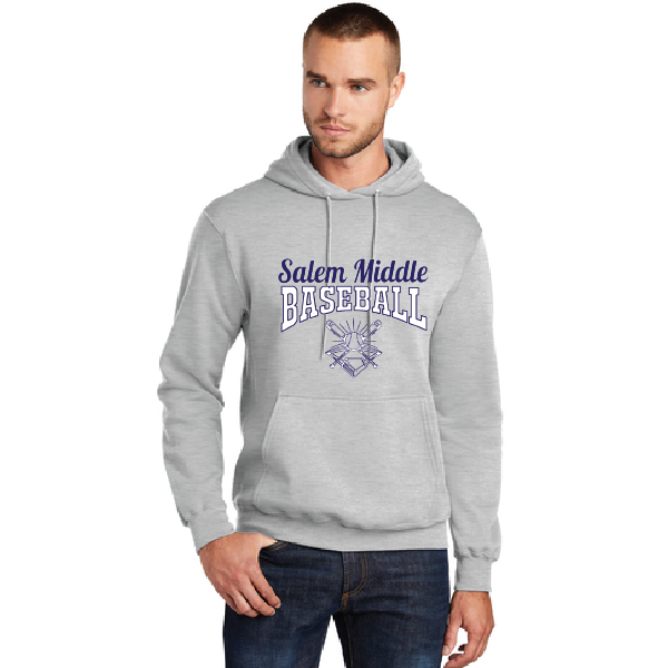 Fleece Hooded Sweatshirt / Ash Grey  / Salem Middle School Baseball