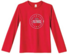 Astros- Red Long Sleeve Tee - Youth - Fidgety