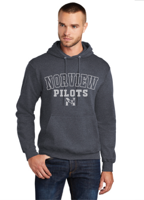 Core Fleece Pullover Hooded Sweatshirt / Heather Navy / Norview High School Baseball