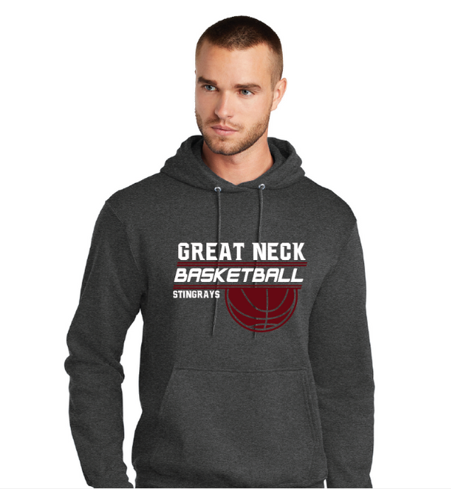 Core Fleece Pullover Hooded Sweatshirt / Charcoal / Great Neck Middle Boys Basketball