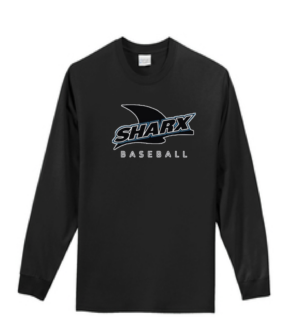 Long Sleeve Cotton T-Shirt / Jet Black / Sharx Baseball - Fidgety