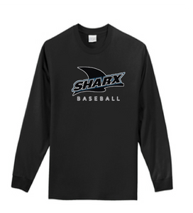 Long Sleeve Navy T-Shirt - Sharx Baseball - Fidgety