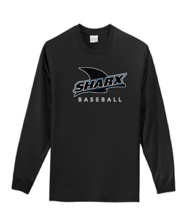 Long Sleeve Navy T-Shirt - Sharx Baseball - Fidgety