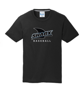 Short Sleeve Cotton T-shirt / Jet Black / Sharx Baseball - Fidgety