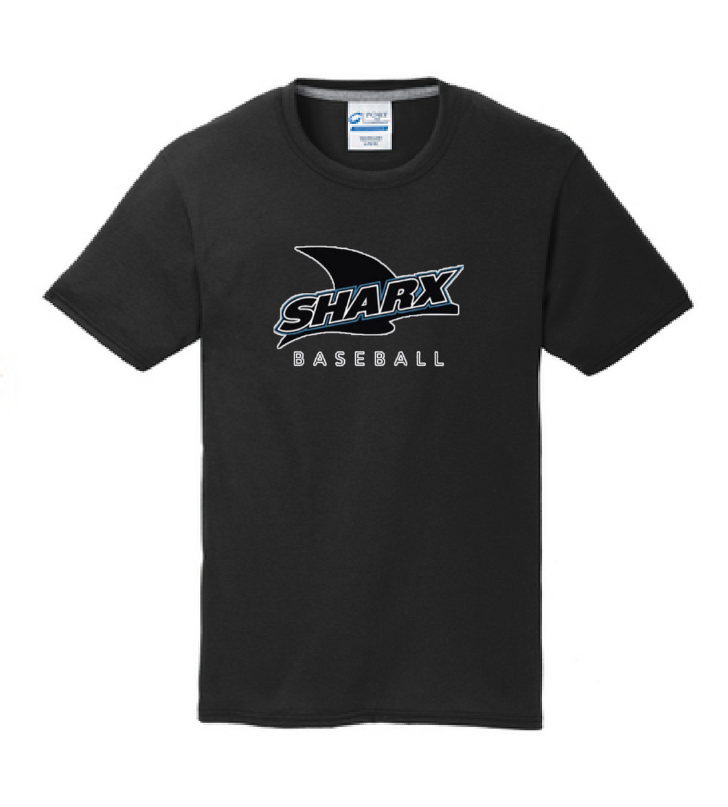 Short Sleeve Cotton T-shirt / Jet Black / Sharx Baseball - Fidgety