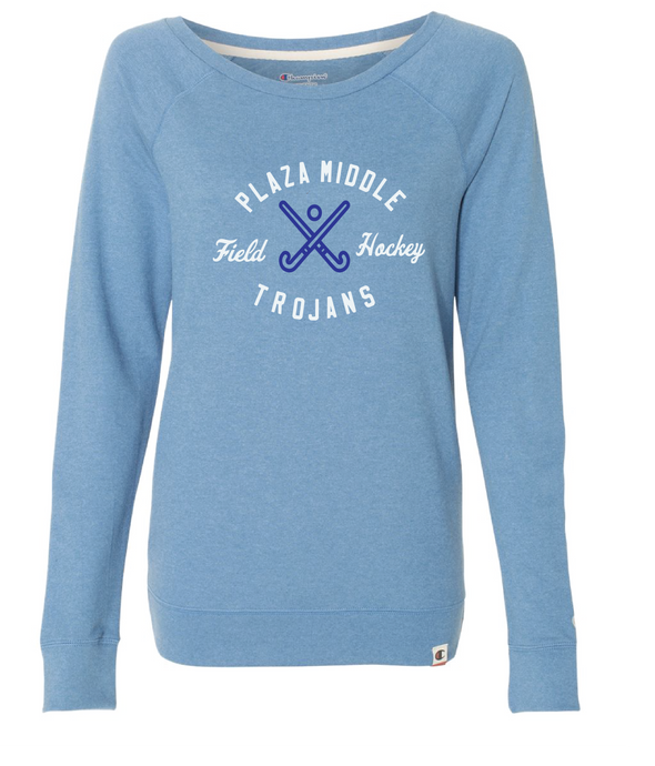 Champion French Terry Boat Neck Sweatshirt / Heather Blue / Plaza Field Hockey - Fidgety
