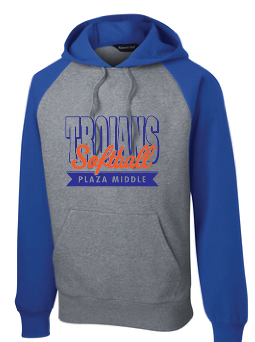 Raglan Colorblock Hooded Sweatshirt/ Gray & Royal / Plaza Softball - Fidgety