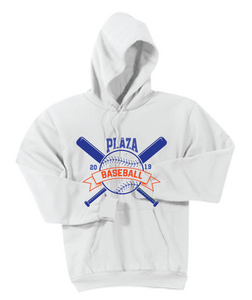 Fleece Pullover Hooded Sweatshirt / White / Plaza Baseball - Fidgety