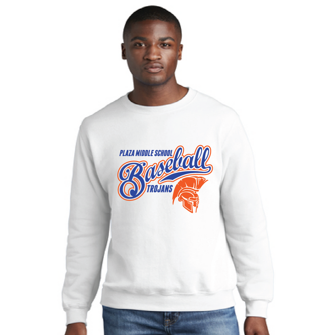Core Fleece Crewneck Sweatshirt / White / Plaza Middle School Baseball