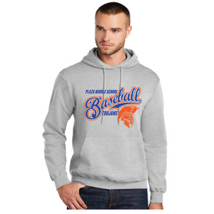 Core Fleece Pullover Hooded Sweatshirt / Ash / Plaza Middle School Baseball