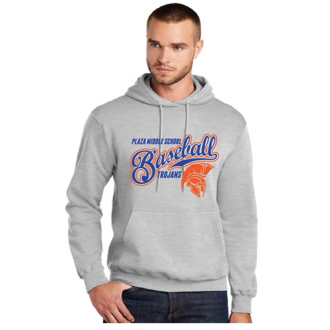 Core Fleece Pullover Hooded Sweatshirt / Ash / Plaza Middle School Baseball