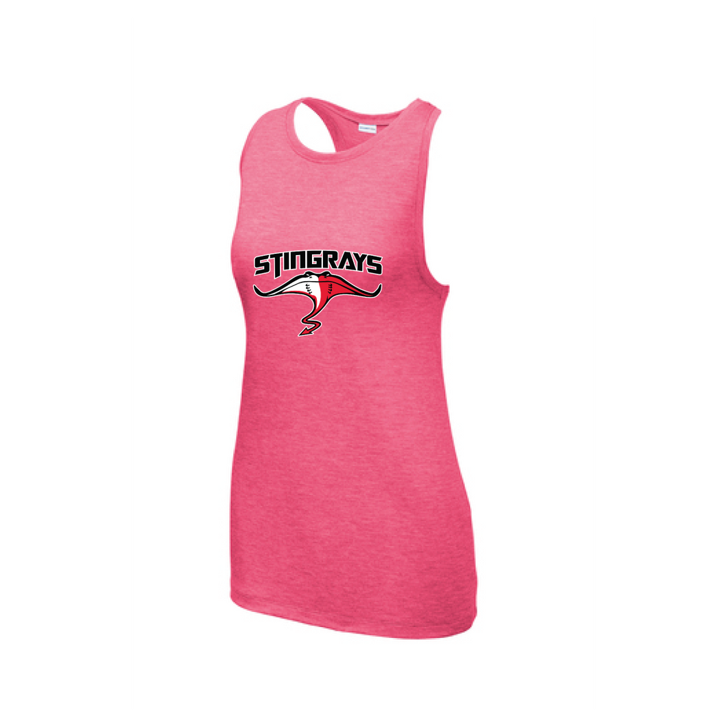 Ladies Tri-Blend Wicking Tank / Raspberry Heather / Stingrays Swim Team - Fidgety