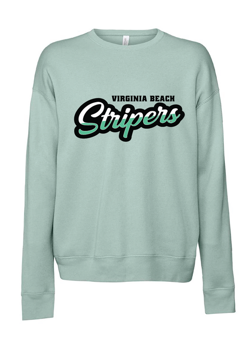 Sponge Fleece Drop Shoulder Crewneck Sweatshirt / Dusty Blue/ Virginia Beach Stripers Baseball