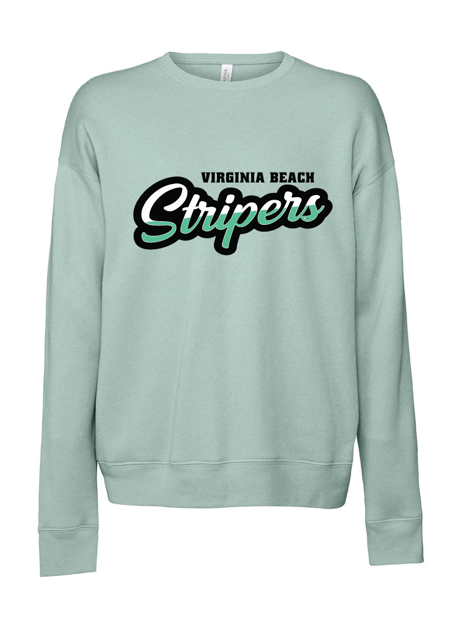 Sponge Fleece Drop Shoulder Crewneck Sweatshirt / Dusty Blue/ Virginia Beach Stripers Baseball