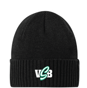 Rib Knit Cuff Beanie / Black / Virginia Beach Stripers Baseball