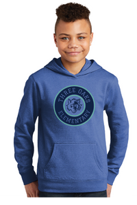 Fleece Pullover Hooded Sweatshirt (Youth & Adult) / Heather Royal / Three Oaks Elementary