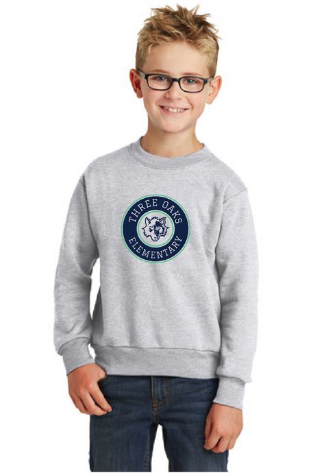 Core Fleece Crewneck Sweatshirt (Youth & Adult) / Ash / Three Oaks Elementary