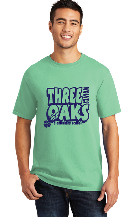 Adult Beach Wash Garment-Dye Tee / Jadeite / Three Oaks Elementary