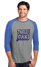 Softstyle triblend 3/4-Sleeve Raglan / Heather Grey & Royal  / Three Oaks Elementary