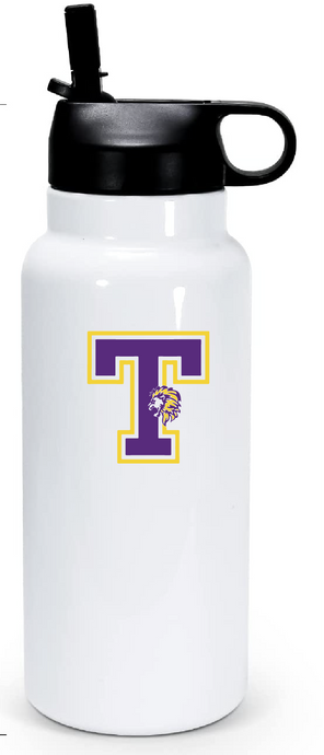 32oz Stainless Steel Water Bottle / White / Tallwood High School Athletics
