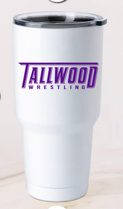 32oz Stainless Steel Tumbler / White / Tallwood High School Wrestling