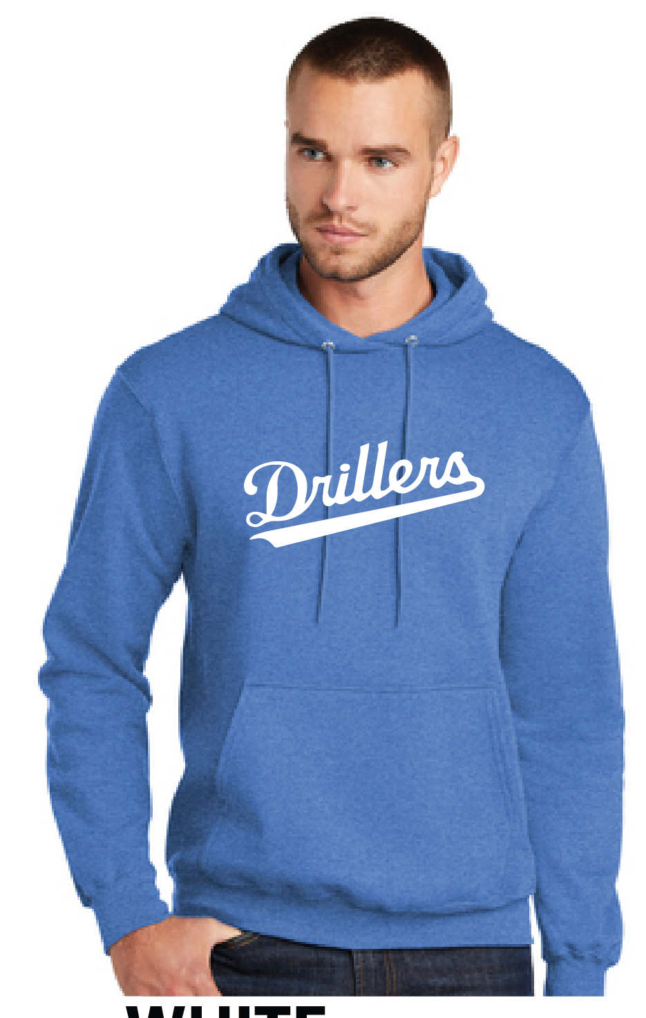 Fleece Pullover Hooded Sweatshirt / Heather Royal  / Drillers Baseball