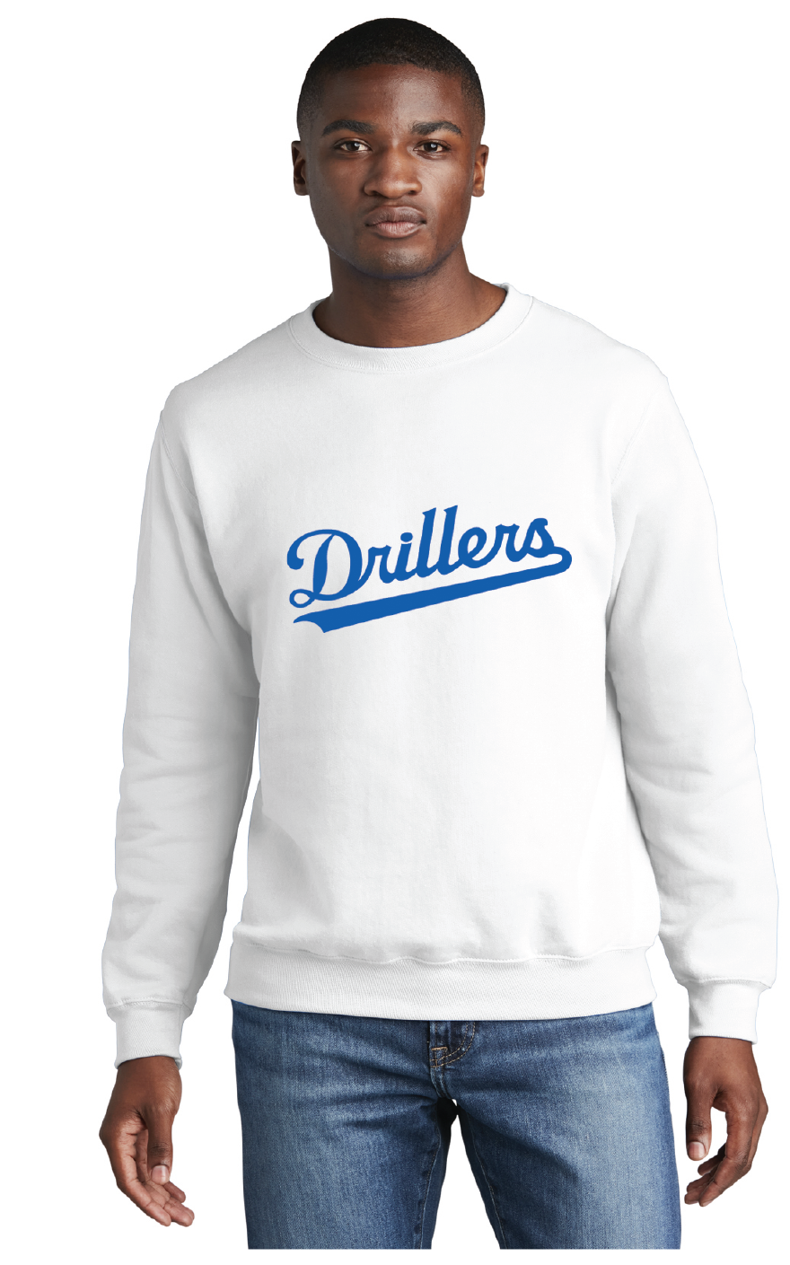 Fleece Crewneck Sweatshirt / White / Drillers Baseball