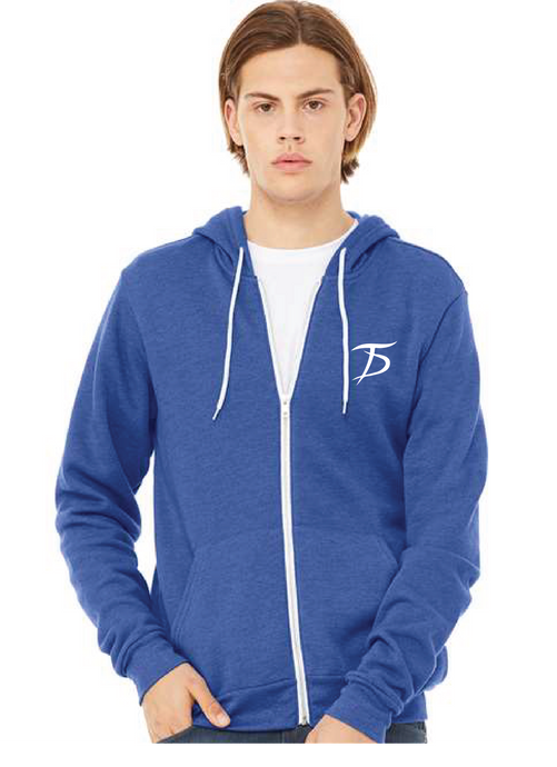 Unisex Sponge Fleece Zip Hoodie / True Heather Royal / Tidewater Drillers