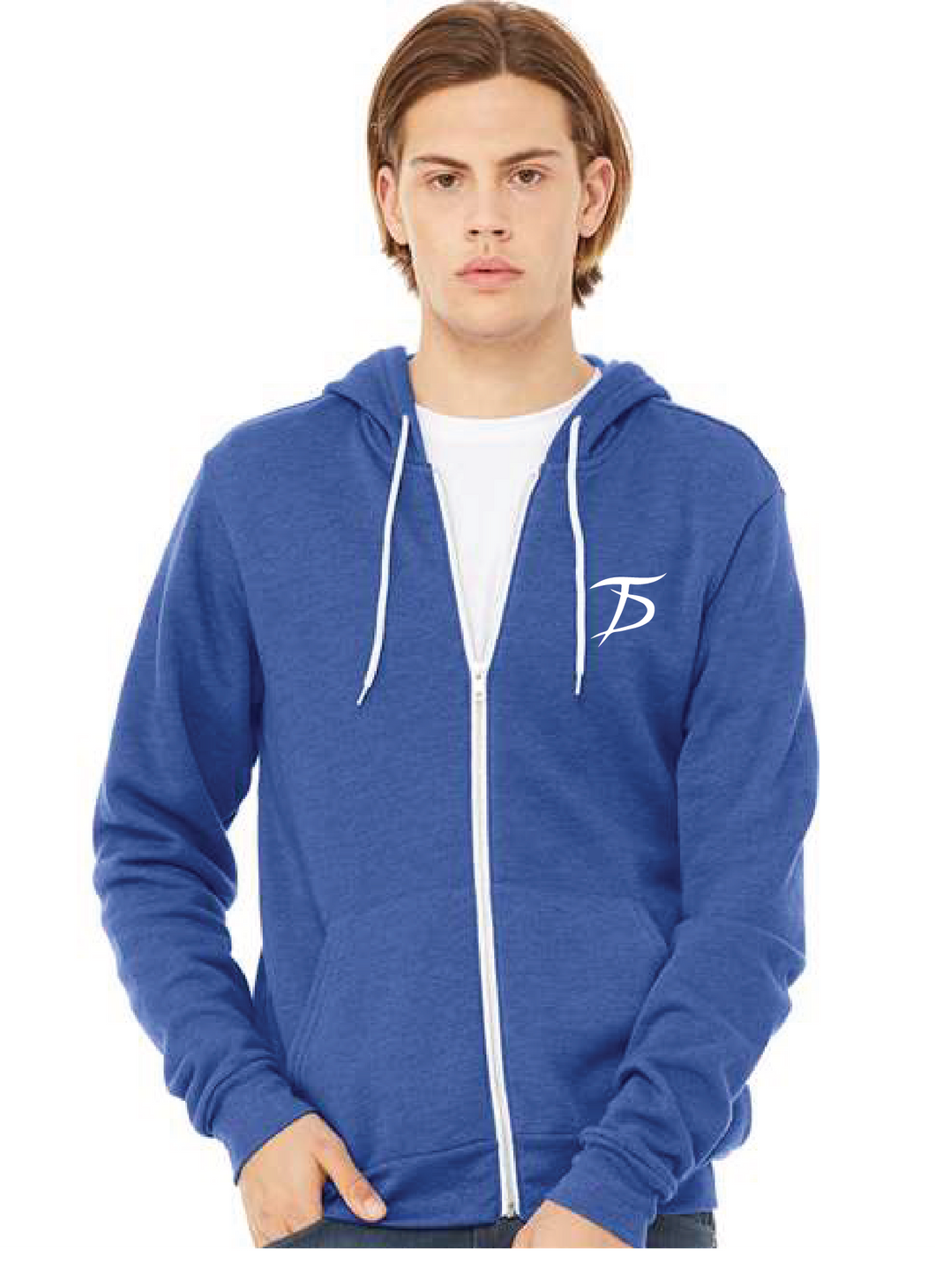 Unisex Sponge Fleece Zip Hoodie / True Heather Royal / Tidewater Drillers