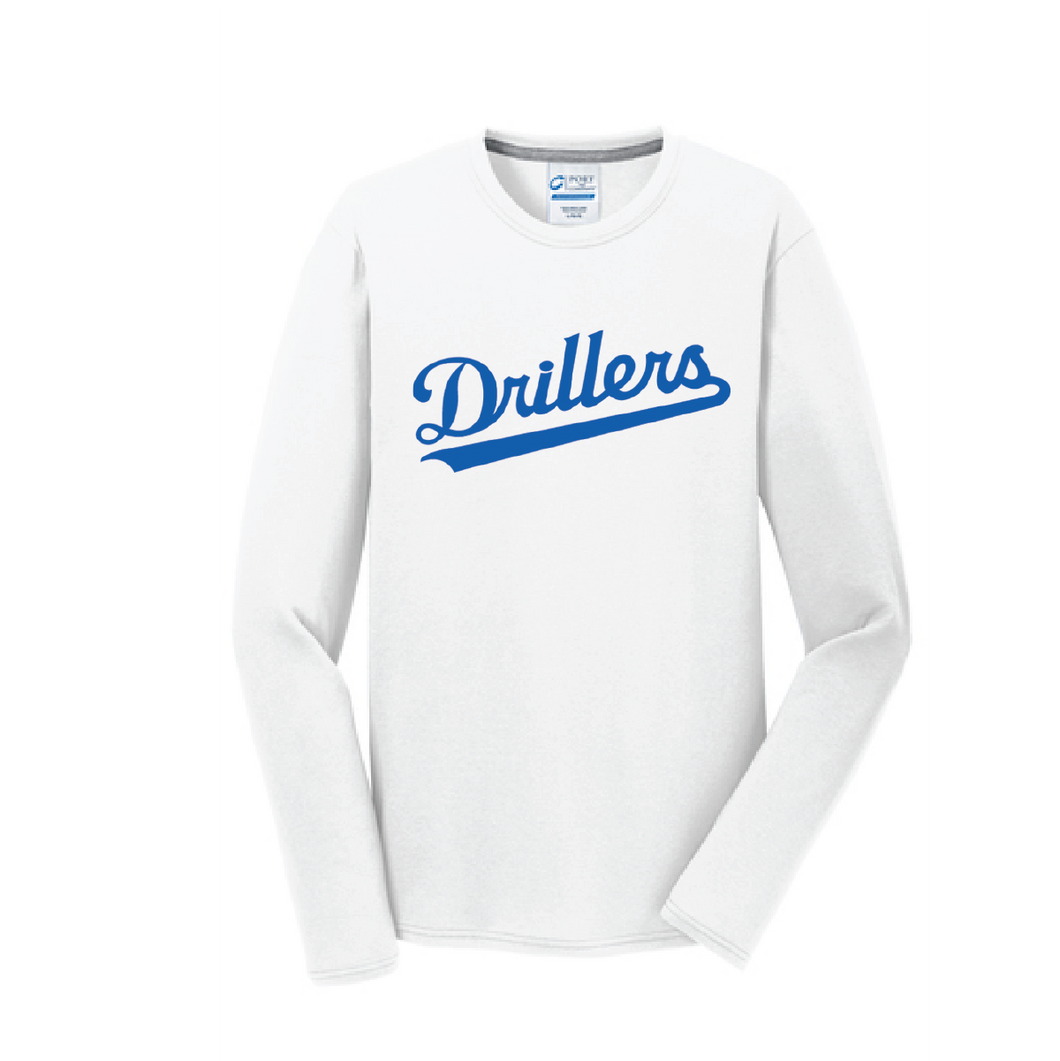 Long Sleeve Core Cotton Tee / White / Tidewater Drillers - Fidgety