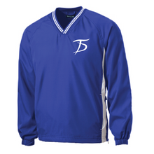 Tipped V-Neck Raglan Wind Shirt / True Royal and White / Tidewater Drillers - Fidgety