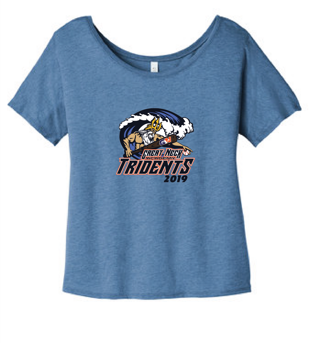 Women's Slouchy T-Shirt / Blue Triblend / Tridents - Fidgety