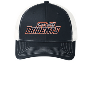 Mesh "Trucker" Hat / Deep Navy & White / Tridents - Fidgety