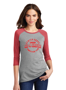 Women’s Triblend 3/4-Sleeve Raglan / Red Frost & Grey / Center Grove Cheer Comp