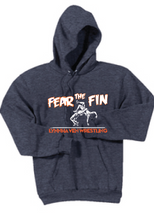 Fear The Fin Fleece Hooded Sweatshirt / Heather Navy / Lynnhaven Wrestling - Fidgety